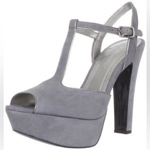 BCBGeneration Patrick Slingback Platform Sandal Silver Gray Suede Size 8